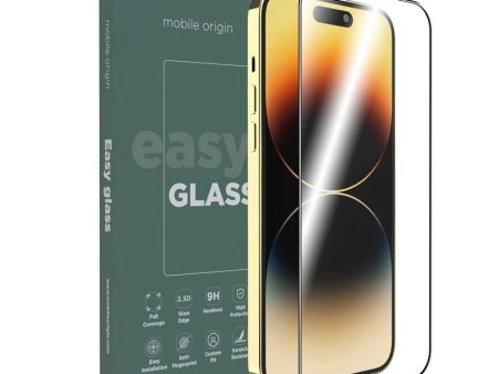 iPhone 14 Pro Max Mobile Origin EasyGlass Skærmbeskyttelsesglas - Gennemsigtig   Sort Kant Supply