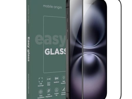 iPhone 15 Plus   16 Plus Mobile Origin EasyGlass Skærmbeskyttelsesglas - Gennemsigtig   Sort Kant Online now