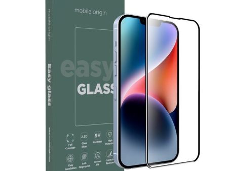 iPhone 14   13   13 Pro Mobile Origin EasyGlass Skærmbeskyttelsesglas - Gennemsigtig   Sort Kant Online