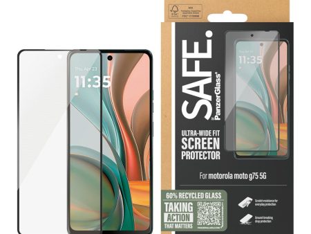 SAFE by PanzerGlass Ultra-Wide Fit Skærmbeskyttelsesglas - Motorola Moto G75 (5G) - Gennemsigtig   Sort Kant For Sale