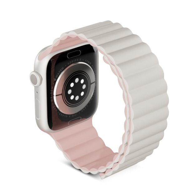 Apple Watch (42 44 SE 45 46 49mm) Epico Magnetisk Silikone Rem - Grå   Lyserød on Sale