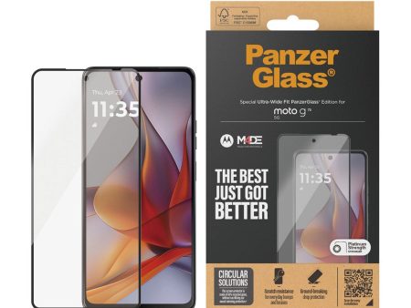 Motorola Moto G75 (5G) - PanzerGlass Ultra-Wide Fit Skærmbeskyttelsesglas - Gennemsigtig   Sort Kant Discount