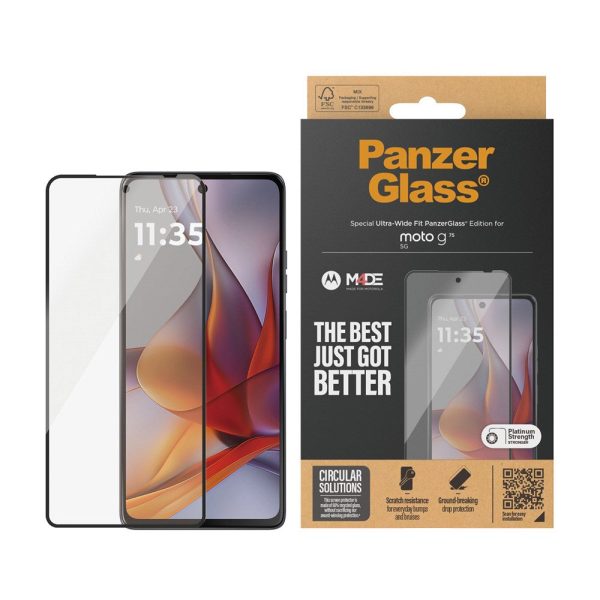 Motorola Moto G75 (5G) - PanzerGlass Ultra-Wide Fit Skærmbeskyttelsesglas - Gennemsigtig   Sort Kant Discount