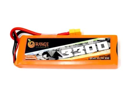 11.1V 3300mAh 3S 25C Lipo Battery with XT60 Plug (Brand Orange). Supply