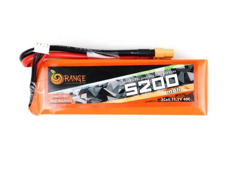 11.1V 5200mAh 3S 40C 80C Lipo Battery with XT60 Plug (Brand Orange). Supply