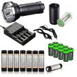 FENIX TK75 4000 Lumen 2015 Edition Triple CREE XM-L2 U2 LED Flashlight Searchlight with Eight Genuine Fenix ARB-L2M 18650 Batteries, Fenix AER-TK75 Extender Tube, Battery Magazine, 4 bay smart battery Charger and eight EdisonBright CR123A lithium bat Supply