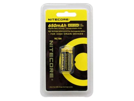 Nitecore NL166 3.7v RCR123A 16340 2.4Wh 650mAh Li-ion Protected Rechargeable Battery For Sale