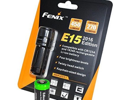 Fenix E15 2016 version 450 Lumen CREE XP-G2 R5 LED EDC Flashlight EdisonBright CR123A Lithium Battery bundle Online