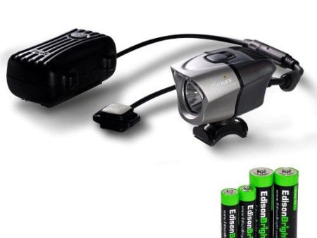 Fenix BTR20 800 lumen rechargeable Dual Distance Beam Cree LED 5 Mode Bike Bicycle Light with battery, charger, Helmet Mount, and EdisonBright AA AAA alkaline battery sampler pack. Supply