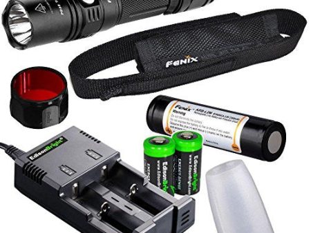 Fenix PD35 TAC 1000 Lumen CREE LED Tactical Flashlight with Fenix ARB-L2M 18650 Li-ion rechargeable battery, diffuser, Red filter, smart Charger and 2 X EdisonBright CR123A Lithium batteries bundle Cheap