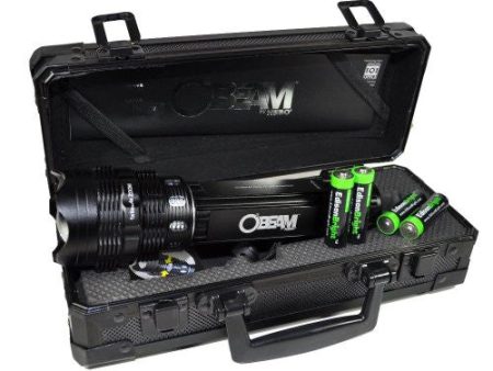 Nebo O2 Beam 420 Lumen LED flashlight in special gift case with 4 X EdisonBright AA alkaline batteries. 5 lighting modes. Zoom adjustable beam. For Cheap