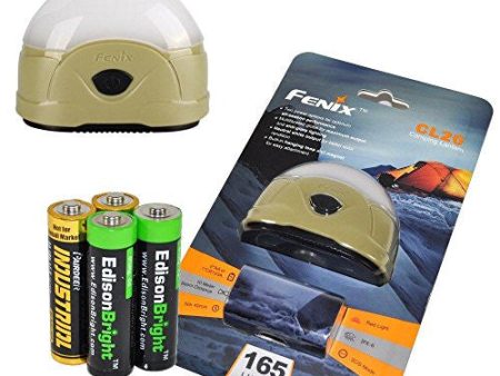 Fenix CL20 165 Lumen dedicated camping light with 2X EdisonBright AA Alkaline batteries Supply