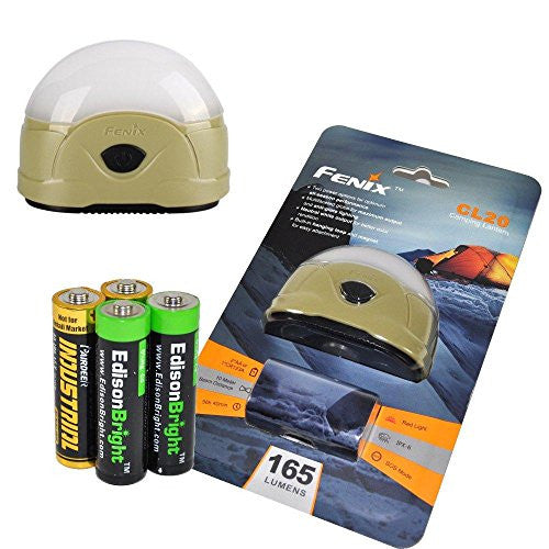 Fenix CL20 165 Lumen dedicated camping light with 2X EdisonBright AA Alkaline batteries Supply