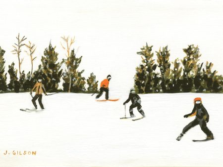 Ski Friends  5 x7  acrylic on Sale