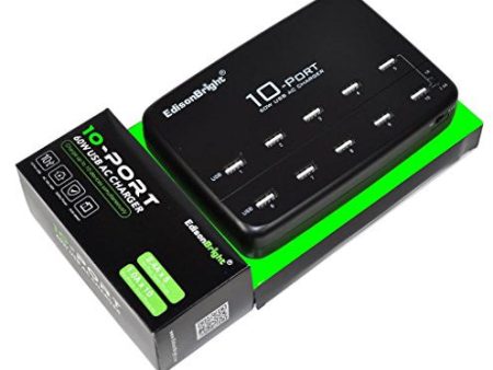 EdisonBright EB-10U 10 Port ETL Certified (60w 10-Port USB Charging Hub) desktop Multi-Port USB Charger for iPhone 6   6 Plus, iPad Air 2   mini 3, Galaxy S6   S6 Edge note 4 S30R UM20 MH20 and More Hot on Sale