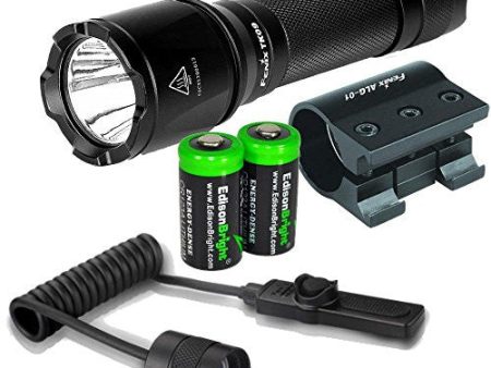 Fenix TK09 2016 900 Lumen Cree LED tactical flashlight, ALG-01 Weapon mount, AER-02 remote switch with 2 X EdisonBright CR123A Lithium Batteries bundle Online