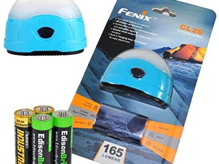 Fenix CL20 165 Lumen dedicated camping light (blue body) with 2X EdisonBright AA Alkaline batteries on Sale