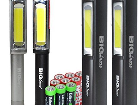 Two color bundle: Nebo Big Larry 400 lumen Flashlight 6306 COB LED Magnetic Worklight (Black & Grey) with 3 X EdisonBright AA Alkaline batteries bundle Supply