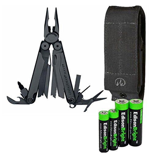 Leatherman Wave black 830246, Black Molle sheath with EdisonBright AA AAA alkaline battery sampler pack Online Sale