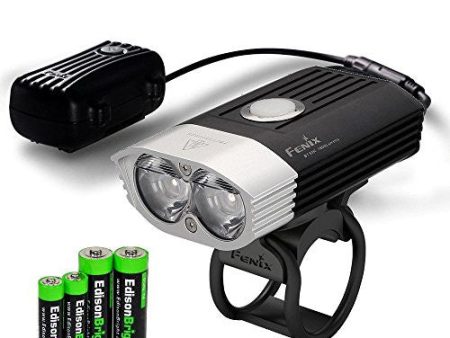 Fenix BT30R 1800 lumen rechargeable Dual Distance Beam Cree LED 5 Mode Bike Bicycle Light with battery, charger, mounting straps, and EdisonBright AA AAA alkaline battery sampler pack. Online Sale