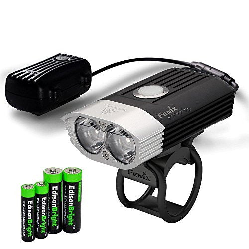 Fenix BT30R 1800 lumen rechargeable Dual Distance Beam Cree LED 5 Mode Bike Bicycle Light with battery, charger, mounting straps, and EdisonBright AA AAA alkaline battery sampler pack. Online Sale