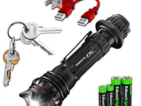 NEBO Redline Select RC 6189 3100 LUX LED USB rechargeable Tactical Flashlight and True Utility TU247 KeyTool bundle with EdisonBright AA AAA alkaline battery sampler pack Online