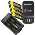 4 Pack NITECORE NL183 Protected 18650 Rechargeable Li-ion Batteries, Nitecore UM20 battery charger and EdisonBright EB-4U 4-port USB charging station bundle Online Hot Sale