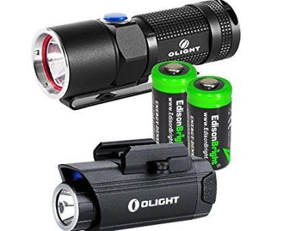 Bundle: Olight S10 400 lumen LED flashlight and Olight PL1 Valkyrie 400 lumen LED pistol light with 2X EdisonBright CR123 lithium batteries Online