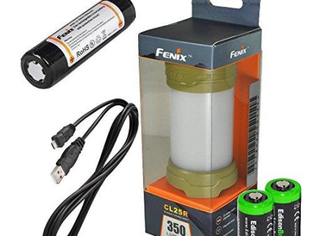 Fenix CL25R 350 lumen USB rechargeable magnetic base camping lantern   work light (Olive green body) , 18650 rechargeable battery with Two back-up use EdisonBright CR123A Lithium Batteries Hot on Sale