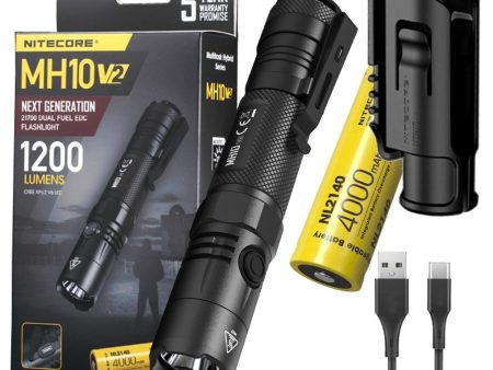 Nitecore Multitask Hybrid Series MH10 v2.0 1200 Lumens Dual-Fuel USB-C rechargeable LED flashlight with 21700 Rechargeable (NL2140) 4000mAh Li-ion Battery Online now