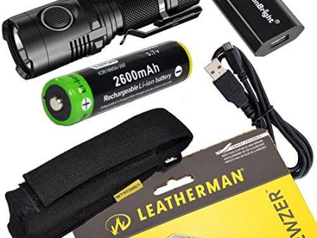 Leatherman Brewzer 831675 multi-tool, Nitecore MH20 CREE XM-L2 U2 LED 1000 Lumen USB Rechargeable Flashlight, EdisonBright 18650 rechargeable Li-ion battery, and EdisonBright USB charger bundle For Cheap