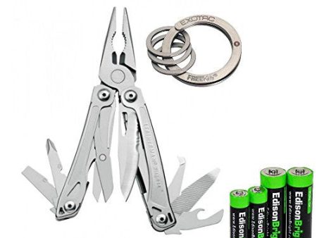 Leatherman Wingman Multi Tool 831426 with Exotac FREEKey keychain system and EdisonBright AA AAA alkaline battery sampler pack Sale