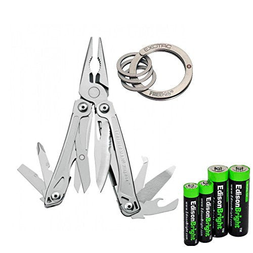 Leatherman Wingman Multi Tool 831426 with Exotac FREEKey keychain system and EdisonBright AA AAA alkaline battery sampler pack Sale