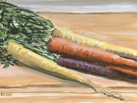 Rainbow Carrots   Framed 4  x 6  Acrylic on Paper on Sale