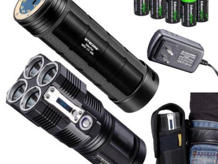 NITECORE Tiny Monster TM26 QuadRay 3800 Lumen Quad CREE XM-L2 LED Flashlight   Searchlight with Nitecore NBP52 rechargeable battery pack and 8 X EdisonBright CR123A Lithium batteries Package Online