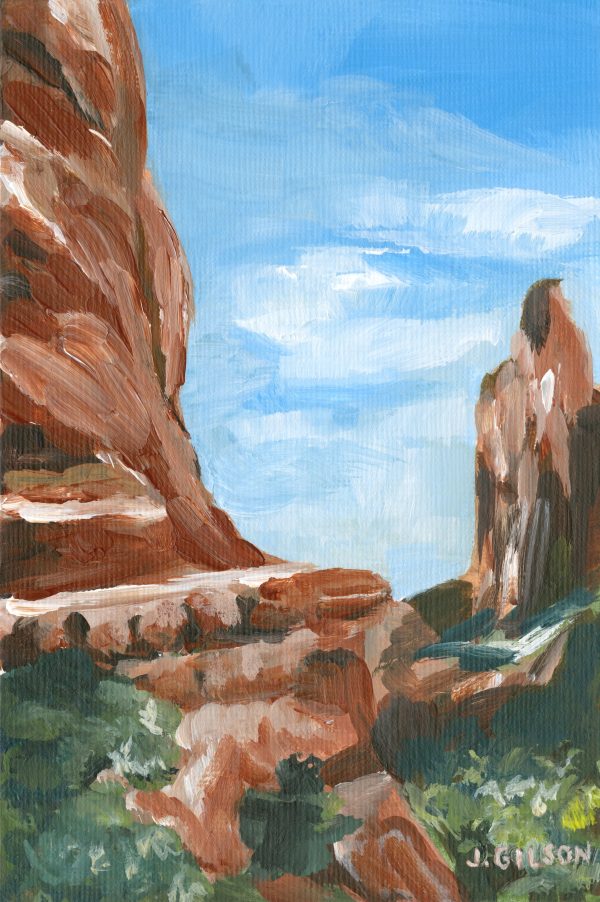 Red Rocks 3  4 . 6  Framed Acrylic on paper Cheap