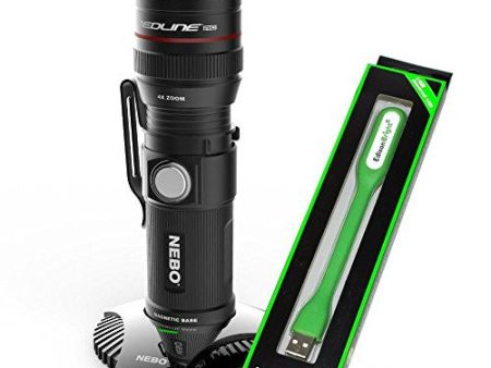 Nebo Redline RC 6392 dock rechargeable 320 lumen LED flashlight with EdisonBright USB reading light bundle Online now