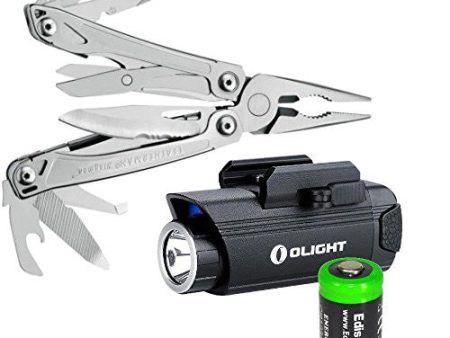 Bundle: Olight PL1 400 Lumen LED firearm light, leatherman wingman multi-tool with EdisonBright CR123A lithium battery bundle on Sale