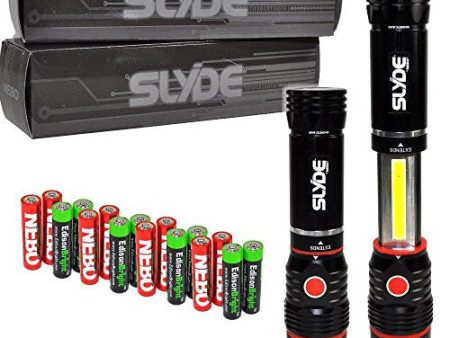 Nebo Slyde 250 Lumen LED flashlight Worklight 6156 Two Pack and 8 X EdisonBright AAA alkaline batteries bundle Hot on Sale