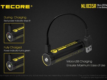 Nitecore NL1835R 18650 3500mAh 3.6v protected Micro-USB rechargeable Lithium Ion (Li-ion) Button Top Battery Sale